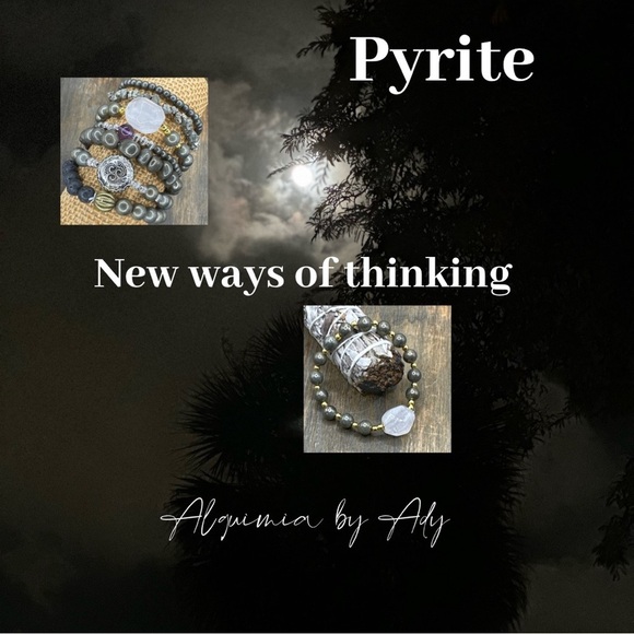 Beaded pyrite charms multi stones ring - Picture 3 of 5